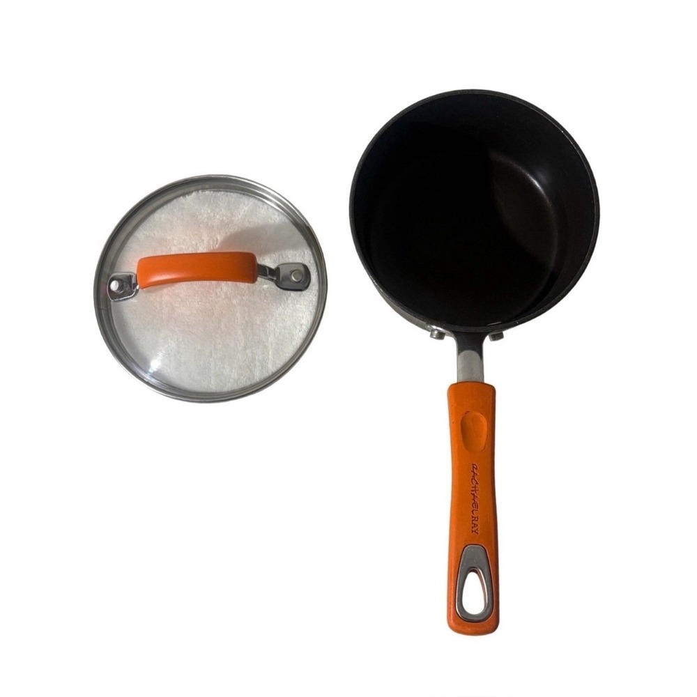 Rachael Ray Hard Anodized 1 Quart Saucepan w/ Lid‎ Nonstick Orange Handle